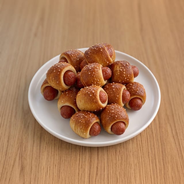 Mini Pretzel Dogs.